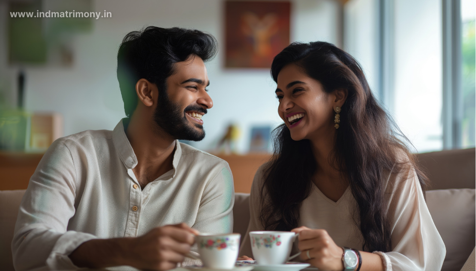Happy Couple Discussing Questions to Ask Before Marriage