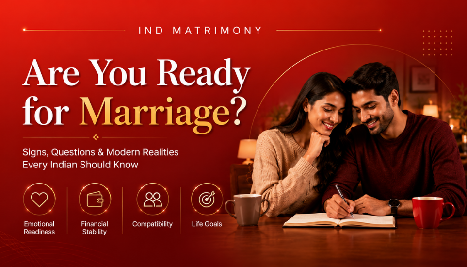 Modern Indian couple discussing future plans and evaluating whether they are ready for marriage, highlighting emotional readiness, financial stability, compatibility, and life goals in a contemporary urban setting.